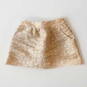 Juicy Couture Skirt Girls 7 Gold Metallic Heart Jacquard A-Line Side Buttons